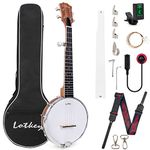 5-String Banjo,Tenor Banjo 26 inch Banjos Kit for Professional Beginners with Extra Strings Strap Pick-up Picks Tuner and Carry Case