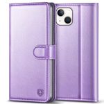 Kuafcase Compatible for iPhone 14 Case with 4 Card Slots Magnetic Closure Kickstand Shockproof Protective Phone Case Compatible for iPhone 14 - Light Purple