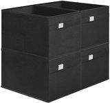 SONGMICS Storage Baskets, Set of 4 Extra Large Storage Bins for Organizing, 30L, 15.7 x 11.8 x 9.8 Inches, Fabric Storage Cubes for Shelves, Easy to Clean, Foldable, 2 Handles, Ink Black UROB240B04