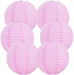 BEISHIDA 12-Inch Pink Round Paper Lanterns Hanging Decorative Chinese Paper Lanterns Lamp for Valentine Birthday Wedding Party Decoration and Baby Bridal Shower（6 Packs）