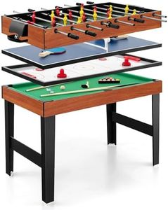 COSTWAY Multi Spieltisch, 4 in 1 Tischkicker mit Billard, Hockey, Tischtennis, Multifunktionstisch Tischfußball mit Zubehör, Kickertisch für Spielzimmer, Party, Bars, 125 x 97 x 83 cm (Natur)