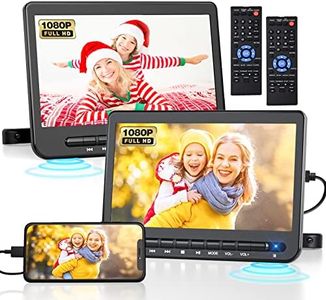 10.5" Dual Portable DVD Player for Car with 1080P HDMI Input, DESOBRY Rechargable Car DVD Player Dual Screen Play A Same or Two Different Movies, 5-Hour Battery, Support USB,AV in/Out