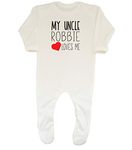 Shopagift Baby Personalised Any Name My Uncle Loves Me Sleepsuit Romper White