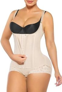 SHAPERX Women's Fajas Colombianas Tummy Control Shapewear Postpartum Body Shaper with Steel Boned Support,SZ7396-Beige-S