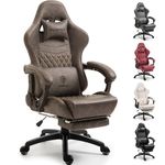 Dowinx Gaming Chair Big and Tall, Ergonomic Computer Chair with Footrest and Massage Lumbar Support, High Back Comfortable Gamer Chair for Adults 400Lbs PU Leather for Office Game, Brown