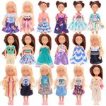 Barwa 21 Pcs 5.3 Inch Doll Clothes and Accessories 10 Cute Dresses with 4 Shoes 5 Hangers 2 Glasses for Mini Sister Dolls