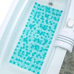 SlipX Solutions Extra Long Deep Foot Massager Bath Tub & Shower Mat 96.5x43 cm | Non-Slip, 188 Suction Cups | Feels Great on Tired Feet, Looks Like River Rock | Machine Washable (Aqua)