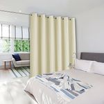 NICETOWN Privacy Room Separating Divider, Wall Dividers for Rooms, Space Divider, Room Divider Curtain Screen Partition, Sound Barriers, Sliding Door Insulated Curtain, Beige, 10ft Wide x 7ft Long