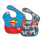 Bumkins DC Comics Superman SuperBib, Baby Bib, Waterproof, Washable, Stain and Odor Resistant, 6-24 Months (Pack of 2)