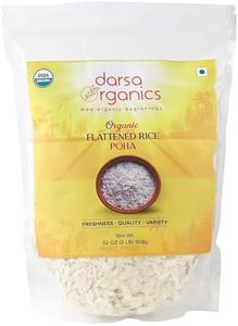 Darsa Organics Poha (Powa) 2 lb, Resealable Zipper Bag | Thick Flattened Rice with Fluffy Texture | USDA Organic Certified, Non-GMO, Vegan, Gluten-Free, Kosher | Healthy Breakfast & Snacks