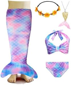 WOPLAY Girls Bathing Suits Swimsuits Bikini with Cover Up Skirt,Swimming Bikini Suit Girls Birthday Gift 3-12 Years (US, Age, 7 Years, 8 Years, DH48YG)