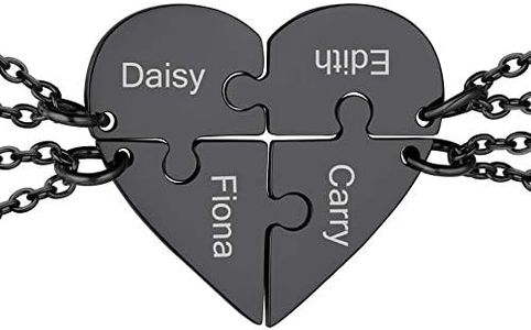 GOLDCHIC JEWELRY Colgantes para 4 Mejores Amigos Familiares, Regalo Original Dia de la Madre Navidad, Negro