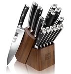 SHAN ZU Japanese Kitchen Knives 14-Piece with Block Kitchen Knife Set High Carbon German Stainless Steel Knife Set with Removable Knife Block and Ergonomic Handle