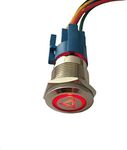 ESUPPORT 12V Car Vehicle Red LED Light Emergency Hazard Warning Push Button Metal Toggle Switch Socket Plug 19mm