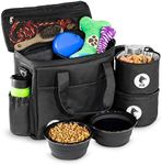 Top Dog Pet Gear Black Dog Travel Bag for Supplies - Includes Travel Bag, Travel Dog Bowls, Food Storage - Airline Approved Dog Bags for Traveling - Dog Travel Accessories for Camping, Beach