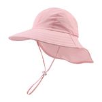 Zsedrut Toddler Summer Hat with Neck Flap Waterproof Kids Swim Hat Baby UV Protection Sun Hats Beach Cap for Boys Girls (Pink, (48-52CM) 1Y-4Y)