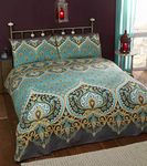 Rapport Home Emerald Indian Design Duvet Quilt Cover And 1 Pillowcase Bed Set, Polyester-Cotton, Single,Green