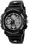 V2A Black Analogue-Digital Shock Resistant Alarm Calender Water Proof Sports Watch For Boys And Girls (Black, Resin)