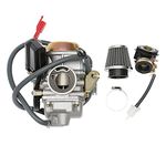 PD24J Carburetor 24mm for GY6 125cc 150cc 152QMJ 157QMI 4 Stroke Engines Electric Choke Motorcycle Scooter with Air Filter Intake Manifold