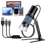 USB Microscope Compatible with iPhone Android Phone Tablet and Windows Mac PC, HD 1080P Wired Digital Microscope Camera for Adults and Kids