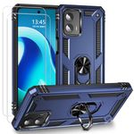 for Motorola G 5G 2023 Case,Moto G 5G 2023 Screen Protector [2 pcs],Military-Grade Ring Kickstand Protective case Dual Layer Heavy Duty Protection Shockproof Cover for Moto 5G 2023 (Blue)