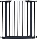 MidWest Homes for Pets 29 Inches Tall Walk-Through Steel Pet Gate, Pressure Mounted Dog Gate with Glow Strip Measures 29H x 29.5-38W Inches & Includes two 3-Inch-Wide Extensions, Graphite