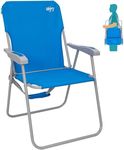 #WEJOY Folding Beach Chair for Adults, Lightweight Beach Chair with Shoulder Straps, High Back Beach Chairs with Hard Armrest, Supports 300lbs for Beach Lawn Concert, Blue