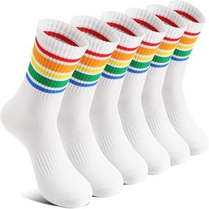 Welwoos Kids Girls Socks Athletic Sport Crew Cotton Breathable Soft Gift Socks 6 Pairs Stocking Stuffers(White,9-15 Years)