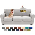 XINEAGE 2024 Newest 4 Pieces Couch Covers for 3 Cushion Couch Super Stretch Thick Soft Sofa Cover Anti Slip Elastic Sofa Slipcover for Dogs Pets Furniture Protector (Silver Grey), 71"-91"(3 Cushions)