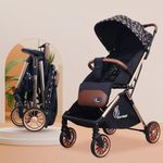 R for Rabbit Street Smart Auto Fold Stylish Newborn Baby Stroller| Aluminum Frame Pram with One Click Fold |Travel Friendly Cabin Trolley Stroller for 0-3 Years for Boy & Girl | (Gold Black)