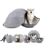 AMJ K·1 Cat Cave Bed Indoor - Foldable Pet Tunnel Tube Beds, as a Multi-Function Fun Toy for Puppy Dogs & Cats, Grey