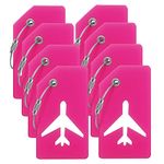 M-sorflly 8pack Luggage Tags for Suitcases with Name ID Card,Quickly Identify Travel Tags for Luggage, Backpacks, Bags, Baggage, Cruise Suitcases - Flexible & Bright Silicone (Neo Pink