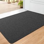 DEXI Indoor Door Mat, Non-Slip Absorbent Resist Dirt Entryway Rugs, Low Profile Thin Doormat Inside Entrance Mat, Rubber Backing Washable Floor Mats for Entryway, Hallway, Patio, 17"x29", Grey