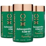 Nutriburst 300mg Ashwagandha + Vitamin B5 & Iodine Multipack - Herbal Adaptogen to Reduce Tiredness & Support Mental Performance - Vegan & Sugar Free - 3 x 60 Tropical Gummies - 3 Month Supply