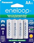 Eneloop Panasonic BK-3MCCA6BA AA 2100 Cycle Ni-MH Pre-Charged Rechargeable Batteries, 6-Battery Pack