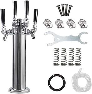 LUCKEG Four Tap Beer Dispenser Tower Brand 3 inch Beer Kegerator Beer Tower with 4 Beer Faucet for Home Brewing Beer Kegging