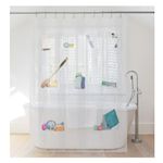 Waterproof Fabric Shower Curtain or Liner Bath Organizer with 9 Mesh Pockets Clear 72 x 72 inch Lightweigh Waterproof Liner