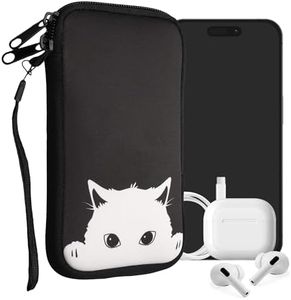 kwmobile Housse de Protection pour Smartphone XXL - 7" - Sacoche de Protection pour Téléphone Portable en Néoprène Noir-Blanc