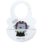 POLKA TOTS Waterproof Silicone Bibs with 6 Adjustable Snap Buttons, Super Absorbent, Soft, Comfortable & Lightweight for Feeding Infants & Baby Toddlers (Lion, 4 Months to 3 Years)