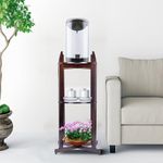 mopam Wood Water Dispenser Floor Stand 32.8 In Tall Water Filter Stand with 2 Round Shelves Drink Dispenser Floor Stand Water Jug Holder Crock Multi-Tier Flower Stand for 1- 5 Gallon Water Jug