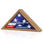 DecoWoodo Flag Box Display Case for 3'x5' Folded American Flag (Not for Burial Flag) - Solid Wood Military Veteran Flag Shadow Box with HD Tempered Glass, Wall Mounted Triangle Flag Frame, Walnut