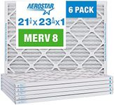 Aerostar 21 1/2x23 5/16x1 MERV 8 Pleated Air Filter, AC Furnace Air Filter, 6 Pack (Actual Size: 21 1/2" x 23 5/16" x 3/4")