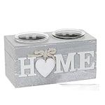 Shabby Chic Grey Provence Heart Double Tealight Holder Home