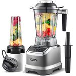 AMZCHEF Blender Smoothie Maker with Two Ways, 2000W Commercial Blenders for Kitchen with Smart Panel Control, 3 Speed Control & 4 Preset Settings, 1.8L Jug & 600ml Portable Bottle