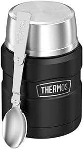 Thermos 16-Ounce Stainless King Vacuum-Insulated Food Jar with Folding Spoon (Matte Black)