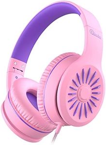 ELECDER i45 On-Ear Headphones with Microphone - Foldable Stereo Bass Headphones with No-Tangle 1.5M Cord, 3.5MM Jack, Portable Wired Headphones for School/Kids/Teens/Smartphones/Travel/Tablet - Pink