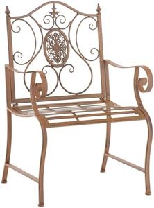 Chaise de Jardin Punjab I Chaise de Jardin en Fer Forgé avec Accoudoirs Design Romantique Style Antique I Chaise de Jardin Terrasse ou Balco, Couleur:Marron Antique