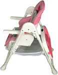 HighChair Feeding Table Padded Seat Folding 3 in 1 Baby Toddler Infant Reclining Height Adjustable Feeding High Chairs with Removable Tray 5 Point Harness Wheels, Recliner 6-36 Months (Pink)