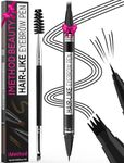 iMethod Eyebrow Pen - Eyebrow Pencil Magical 2-in-1 Eye Brow Pencils for Women with 4-Fork-Tip & Precise Brush-Tip Create Natural Hair-Like Brows, Last All-Day, Microblading Eyebrow Pen, Black