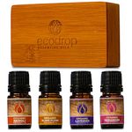 Ecodrop Floral Essential Oil Collection - 4X 5ml Bottles Set | Pure, Natural & Organic Therapeutic Grade Aromatherapy Neroli, Lavender, Ylang Ylang & Rose Geranium Essential Oil Diffuser Gift Kit